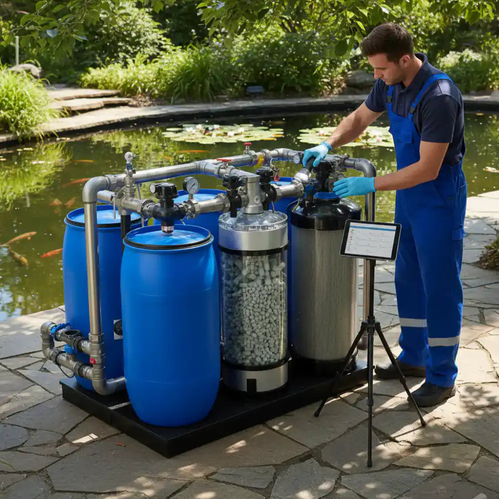 Professional pond filtration system check